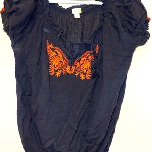 Large black & orange embroidered top
